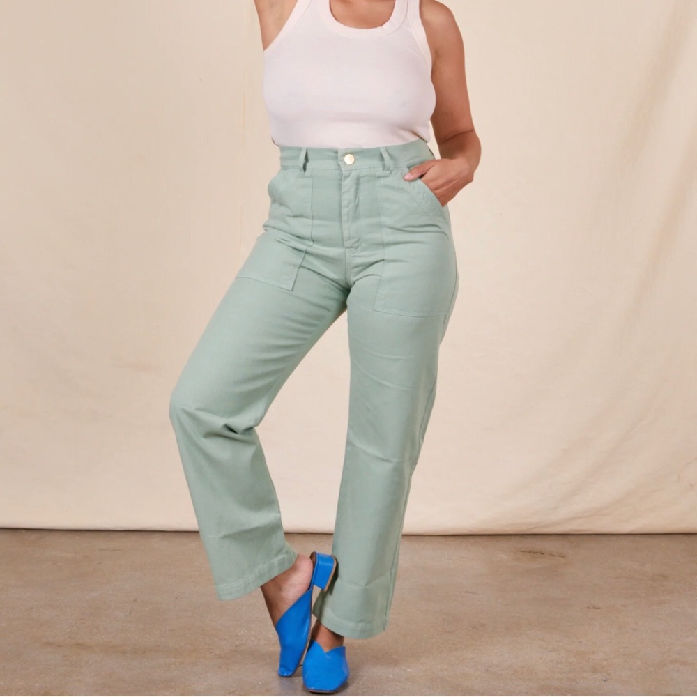 Big Bud Press work pants, size L, sage green